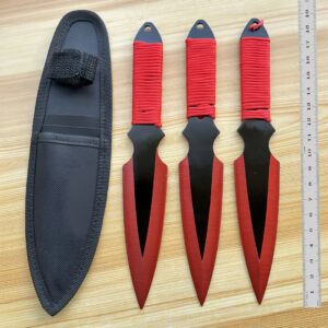 Lot de couteaux de lancer d'entraînement YF122 – 3 pièces, Détail rouge