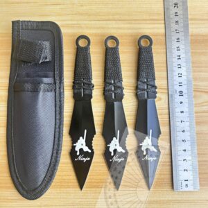 Lot de couteaux de lancer d'entraînement YF069 – 3 pièces, Noir